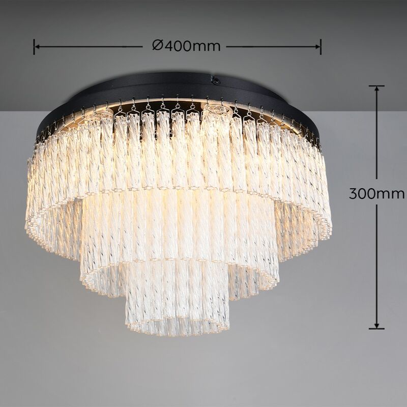 Trio Vono LED kattovalaisin mattamusta/kirkas RGB mittakuva